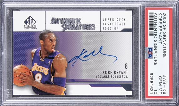 2003-04 SP Signature Edition "Authentic Signatures" #AS-KB Kobe Bryant Signed Card - PSA GEM MT 10
